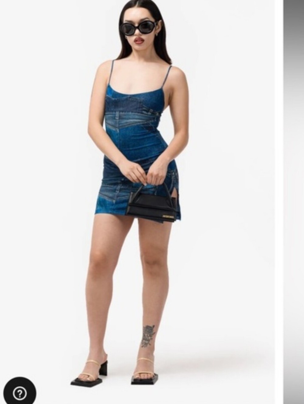 Nwot Miaou 2026 Anya Denim Y2k 90s Print Mesh Layer Slip Dress M